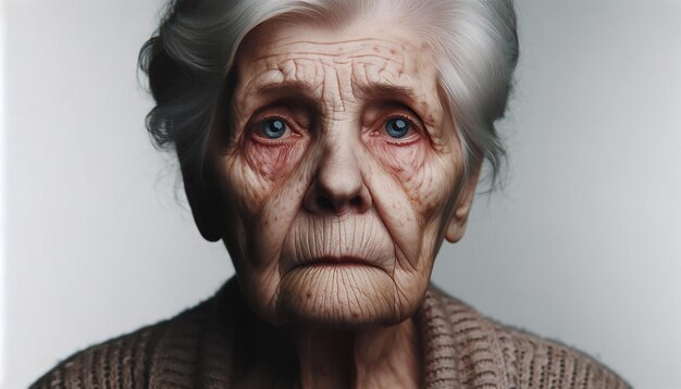 Photo portrait d'une grand-mère déprimée