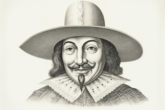 Portrait de gravure vintage de Guy Fawkes qui a comploté pour faire sauter le palais de Westminster