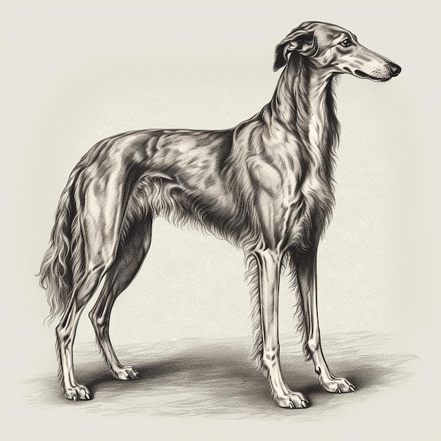 Portrait en gros plan de chien de chasse dessiné en noir et blanc