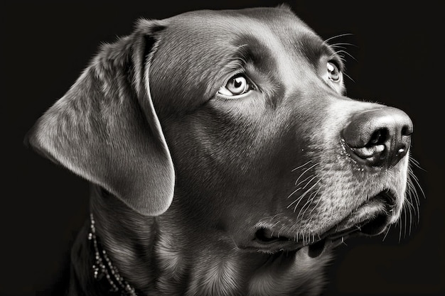 Portrait de gros plan de chien sur une illustration ai générative de fond monochrome