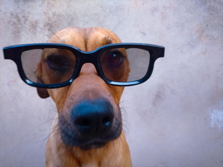 Photo portrait en gros plan d'un chien portant des lunettes de soleil