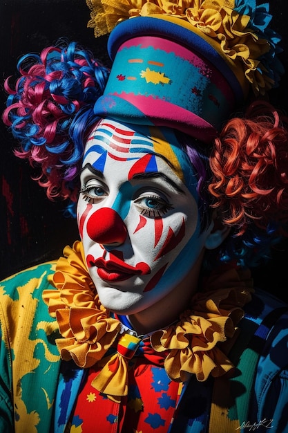 Portrait en gros plan d'un clown sur un fond grunge