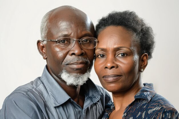 portrait en gros plan d'un couple africain sur fond blanc