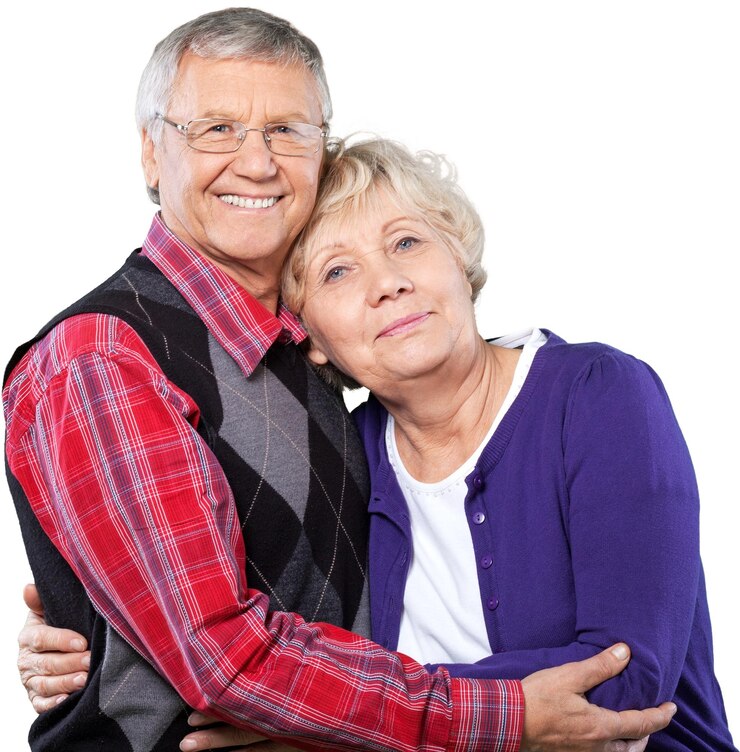 Photo portrait en gros plan d'un couple de personnes âgées sur fond