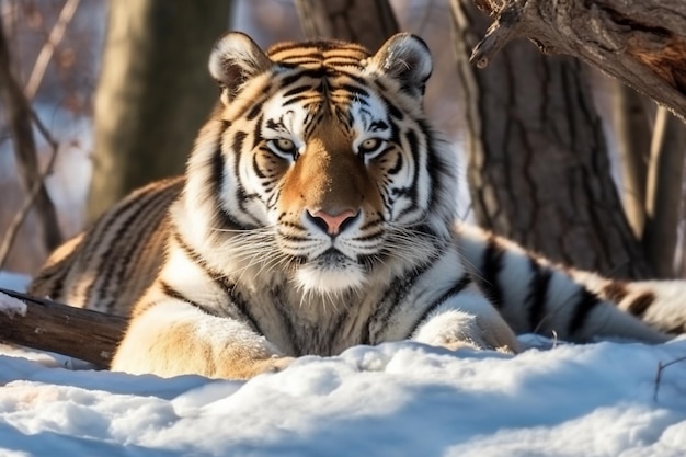 Portrait en gros plan du tigre de Sibérie IA générative