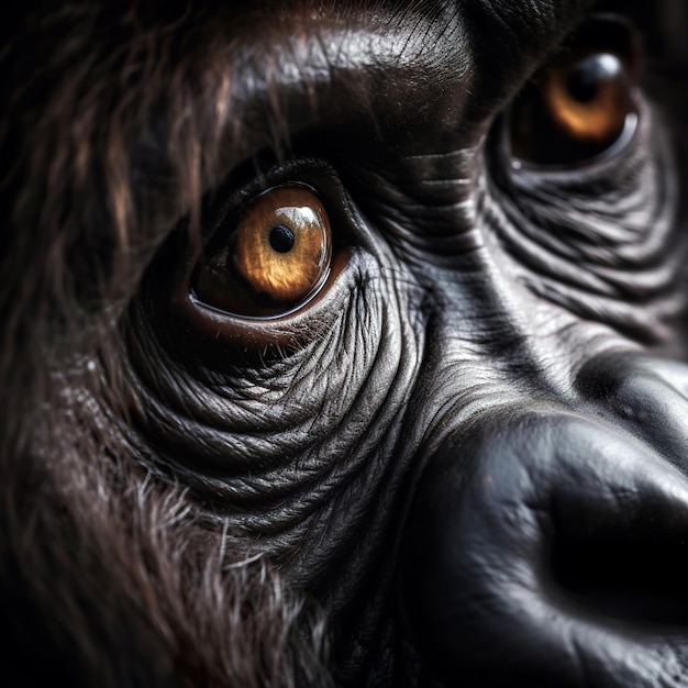 Portrait d'un gros plan de gorille des yeux
