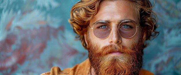 Portrait en gros plan d'un homme barbu avec des lunettes