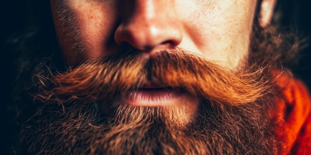 Portrait en gros plan d'un homme avec une grande barbe rouge