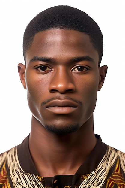 Portrait en gros plan d'un jeune homme africain sur fond blanc