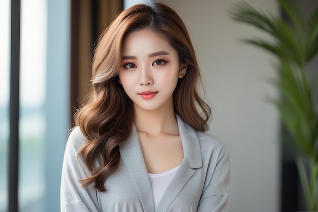 portrait en gros plan d'une jeune mannequin coréenne belle dame
