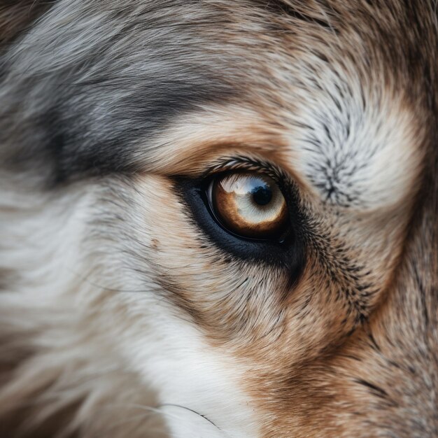 Photo portrait en gros plan d'un loup dans la forêt