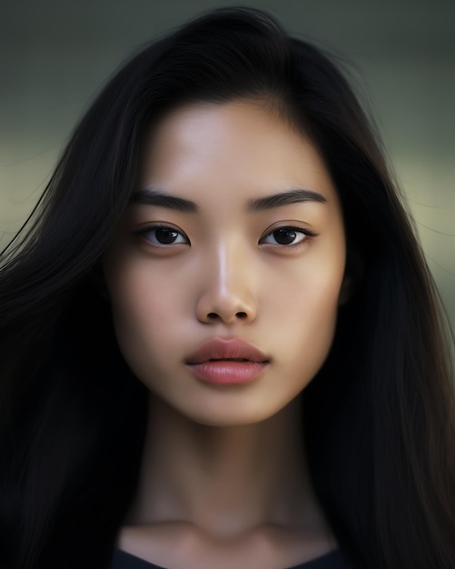Portrait en gros plan d'un mannequin asiatique thaïlandais-japonais regardant la caméra