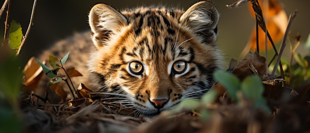 Portrait en gros plan d'un mignon petit tigre