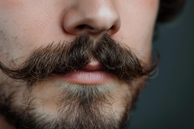 Portrait en gros plan d'une moustache de jeune homme élégant