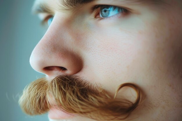 Portrait en gros plan d'une moustache de jeune homme élégant