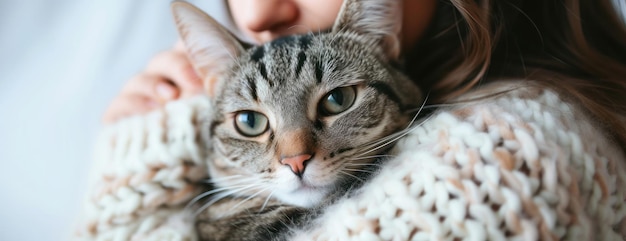 Portrait en gros plan d'une personne tenant un chat