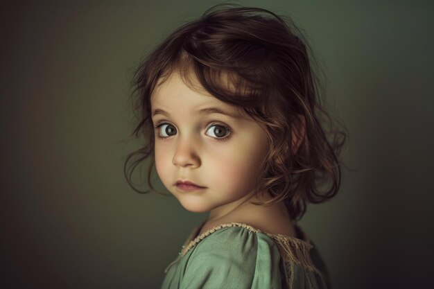 Un portrait en gros plan d'une petite fille Elle est une jolie, douce, attirante, curieuse, créative, joyeuse.