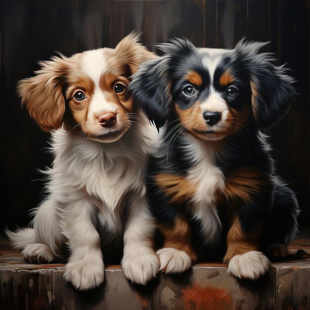 Portrait de groupe d'adorables chiots Générative ai