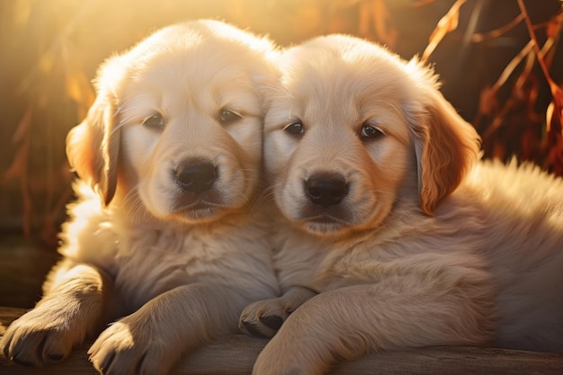 Portrait de groupe d'adorables chiots Générative ai