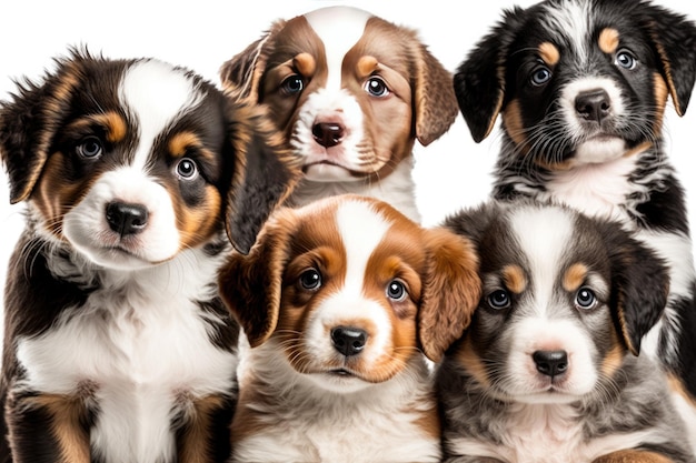 Portrait de groupe d'adorables chiots photographie en gros plan Illustration Generative AI