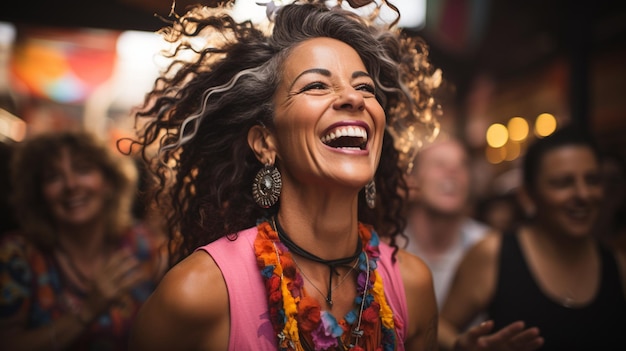 portrait d'un groupe d'amis heureux dans la rue