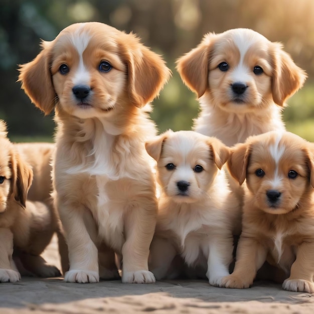 Portrait de groupe de chiots adorables