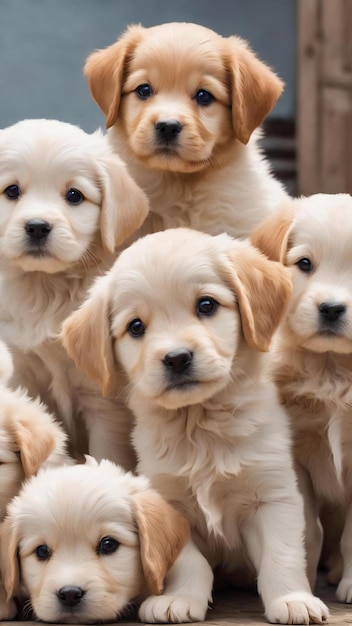 Portrait de groupe de chiots adorables