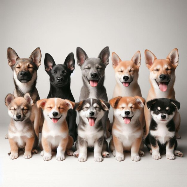 portrait de groupe de chiots adorables