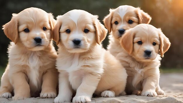 Portrait de groupe de chiots adorables