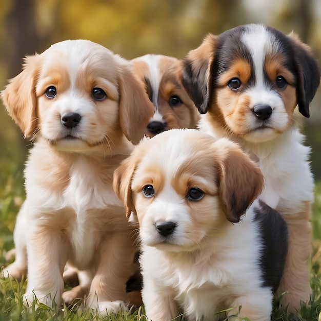 Portrait de groupe de chiots adorables