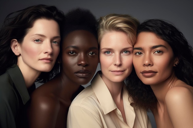 Portrait d'un groupe diversifié de belles femmes