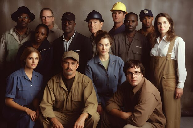 Photo portrait d'un groupe diversifié de travailleurs