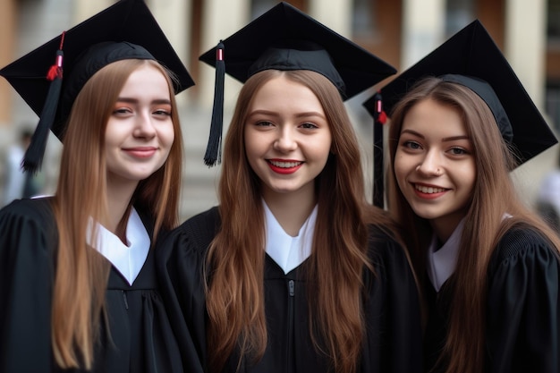 Portrait d'un groupe d'étudiants heureux le jour de la remise des diplômes créé avec une IA générative