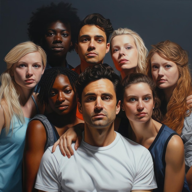 portrait d'un groupe multiracial