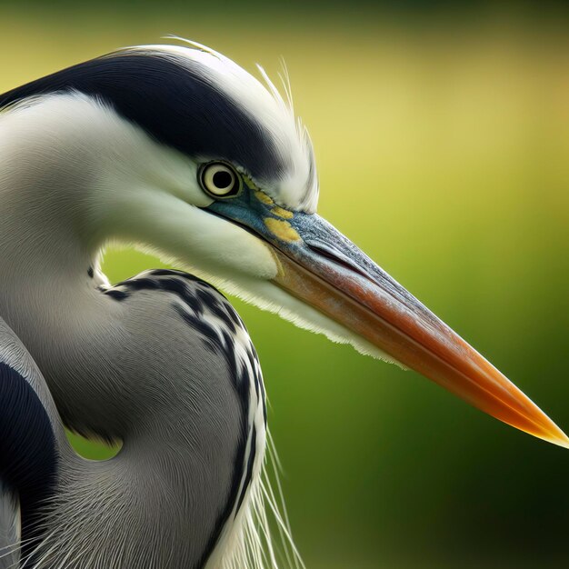 portrait de Grus grus sur un fond d'herbe verte