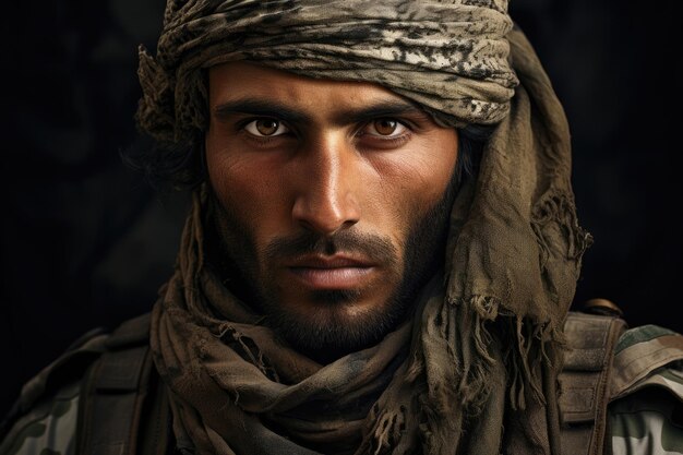 Photo portrait de guerre arabe-israélienne d'un soldat arabe