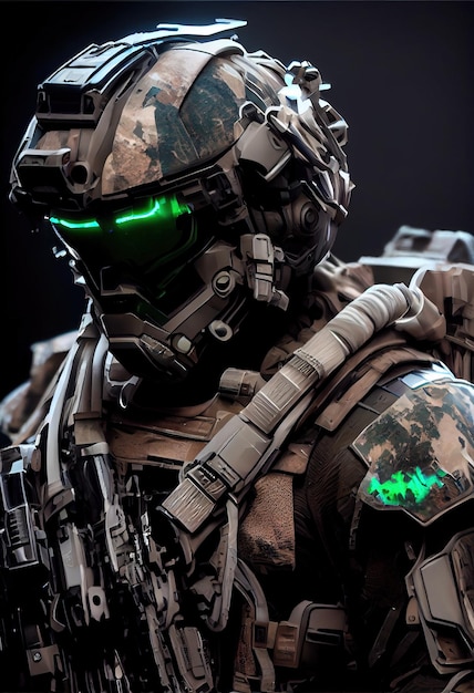 Portrait d'un guerrier militaire scifi Homme futuriste high-tech du futur