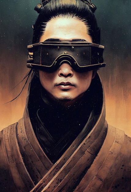 Portrait d'un guerrier scifi cyberpunk du futur