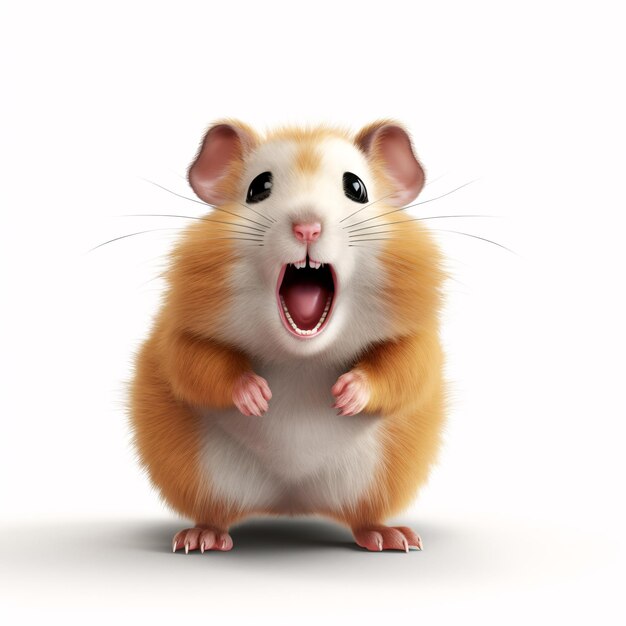 Portrait de hamster heureux surpris drôle Tête d'animal regardant Pixar Style rendu 3D Illustration