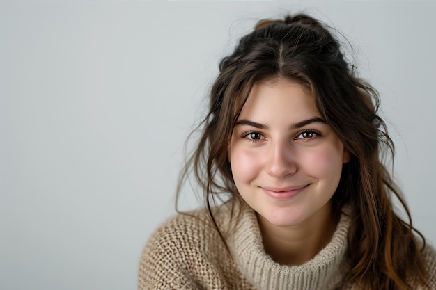 Portrait à haute résolution d'une jeune femme souriante