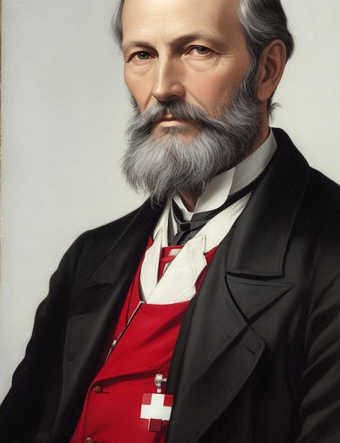 Photo portrait d'henry dunant, père de la croix-rouge