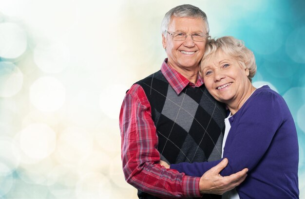 portrait, de, heureux, couples aînés, sourire