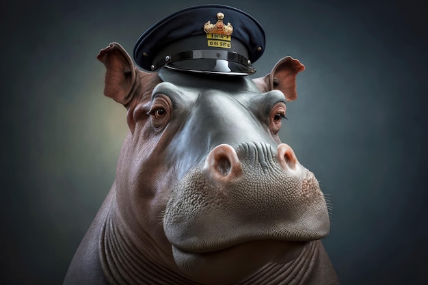 Portrait d'hippopotame en tant que policier générative ai