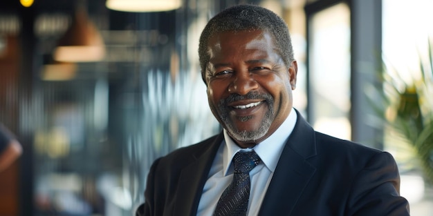 portrait d'un homme d'affaires afro-américain dans le bureau IA générative IA générative