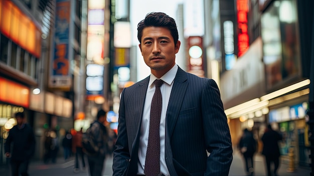 Portrait d'un homme d'affaires japonais dans le quartier des affaires