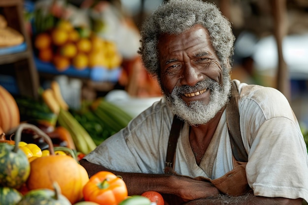 Portrait d'un homme afro-américain gérant un stand de nourriture de rue