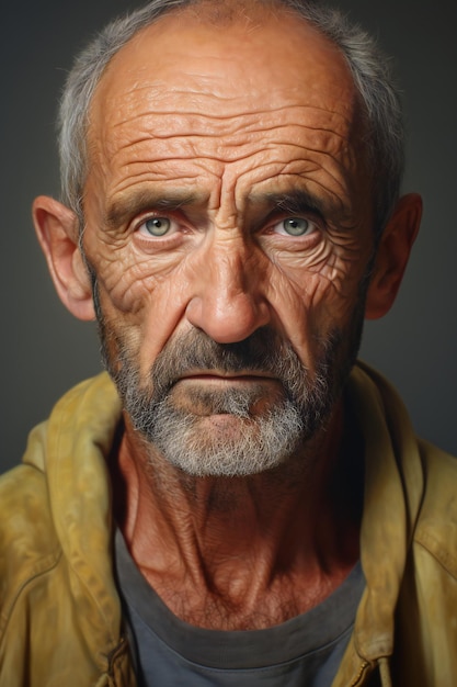 Portrait d'un homme âgé aux cheveux gris et à la barbe