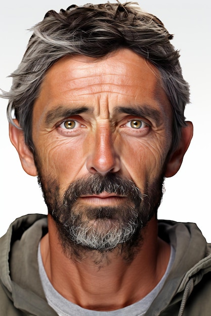 Portrait d'un homme d'âge moyen aux cheveux gris et à la barbe