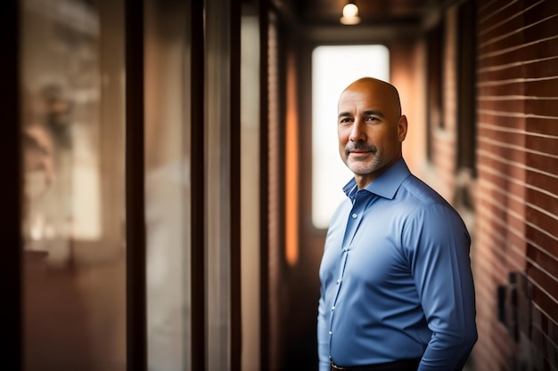 Portrait d'un homme âgé mûr sur le fond génère ai