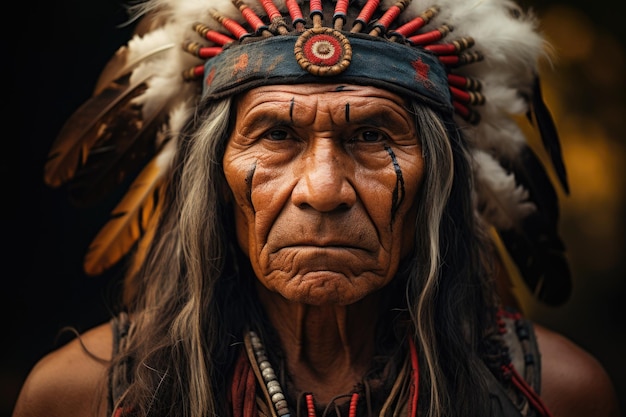 Portrait d'un homme amérindien